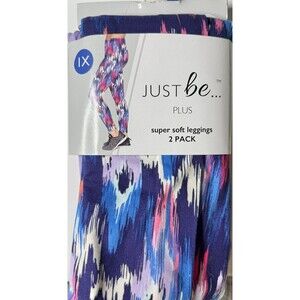 Women's Just be Plus Super Soft Leggings 2 Pack - Paint Brush/Purple Rose - 1X
